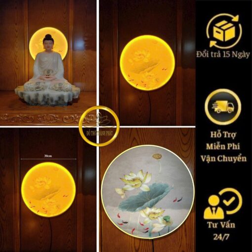 Hào quang tranh bông sen thờ phật